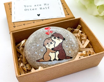 You are my otter half painted rock couple gift, I love you like no otter gifts for him, There is no otter like you 6 month anniversary gifts