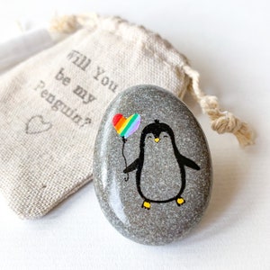 Personalized penguin pebble Small love gift for lesbian girlfriend, gay, You are my Penguin gift wlw, Pocket penguin Funny cute LGBTQ gifts