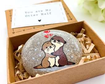 Personalized otter gifts for her girlfriend wife, sea otter valentine card, anniversary gift otter couple for him husband boyfriend birthday