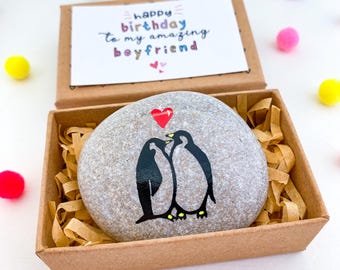Personalized Penguin Boyfriend Birthday Card Romantic Boyfriend