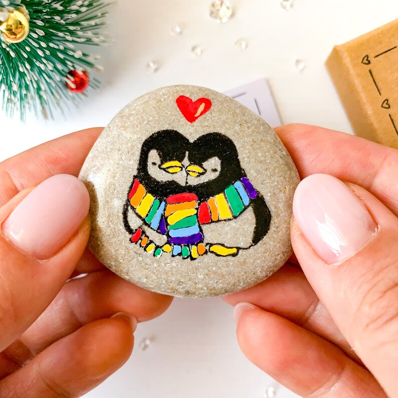 Lesbian Valentine gift LGBT Gay penguin Lesbian wedding gift for girlfriend Cute penguin partners Funny gay gifts Couple Anniversary gifts image 4