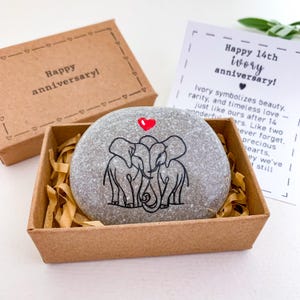 Personalized elephant 14th anniversary gift for him or her unique Funny traditional ivory anniversary gifts Happy 14 years anniversary card