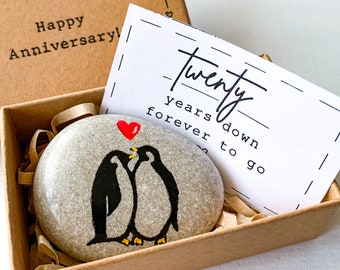 Personalized penguin 20th anniversary gifts for husband couple wife men, 20th wedding anniversary gifts him her, twenty anniversary present