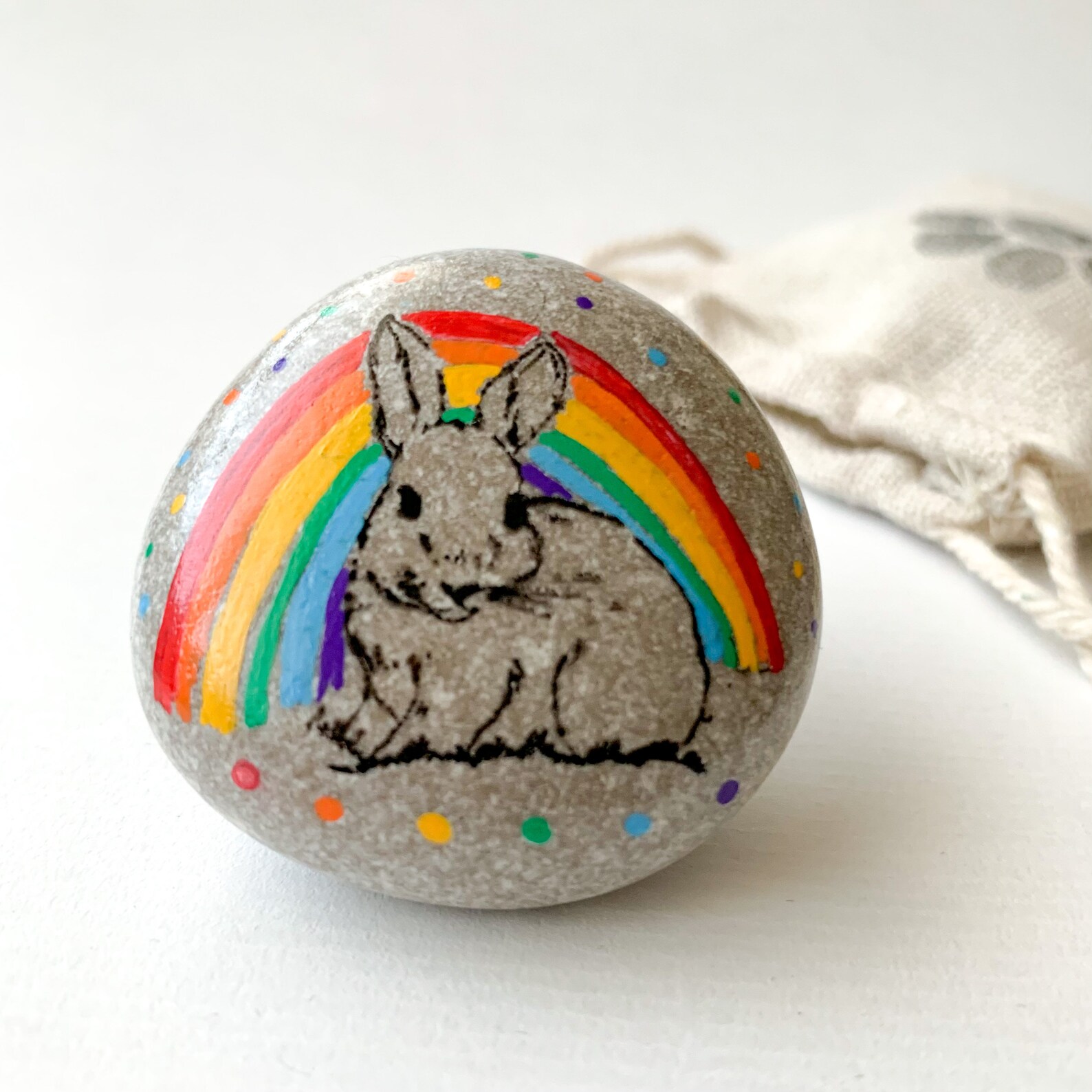 Personalized Pet Rabbit Memorial Gift, Under Rainbow Sympathy Rock ...