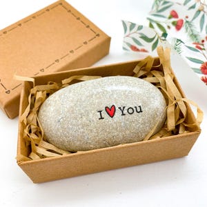 Personalized stone with i love you written, Penguin pebble, Love gift, Cute gifts for boyfriend husband bf, unique romantic gifts for him