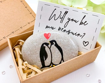 Personalized Will You Be My Penguin Funny dating engagement card Small romantic present for boyfriend girlfriend him her Cute couple gift
