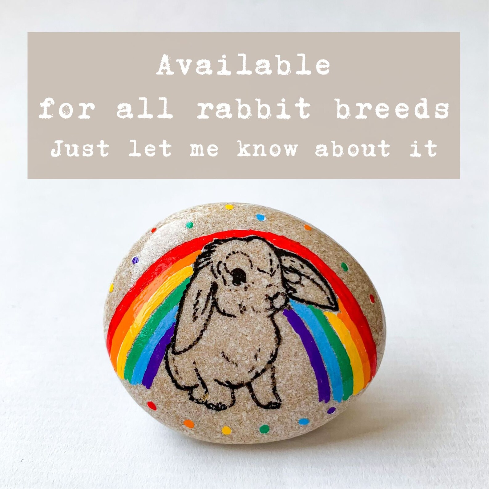 Personalized Pet Rabbit Memorial Gift, Under Rainbow Sympathy Rock ...