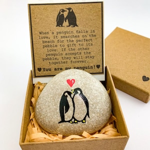 Pingouin personnalisé, cadeau d'anniversaire de 1 an pour petit ami, cadeau d'un an pour petite amie, cadeau de 1er anniversaire pour lui