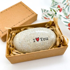 Piedra personalizada con la inscripción "Te amo", piedra de pingüino, regalo de amor, lindos regalos para novio, esposo, novio, regalos románticos únicos para él
