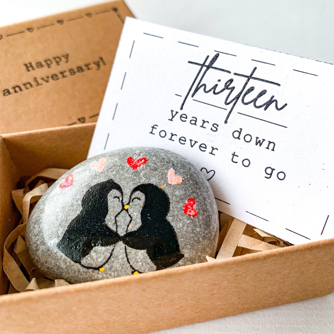 Personalized Penguin 13th Anniversary Gift for Him Her, 13th Year ...