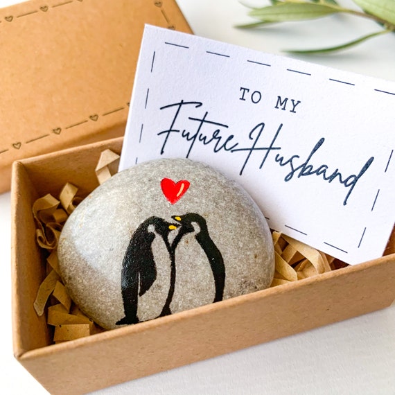 Personalized Penguin Pebble Romantic Boyfriend Birthday Gift for Him  Unique, Cute Meaningful Boyfriend Birthday Card, Husband Birthday Gift 