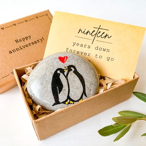 Regalos de aniversario de bronce de pingüino personalizados para hombres y mujeres, regalo del 19.° aniversario para esposo y esposa, regalo del 19.° aniversario de bodas para él y ella