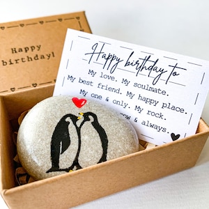 Biglietto di auguri di compleanno personalizzato per fidanzato pinguino, regalo di compleanno romantico per fidanzato, regalo unico per il 21° compleanno per lui, idee regalo per fidanzato, regalo per fidanzato