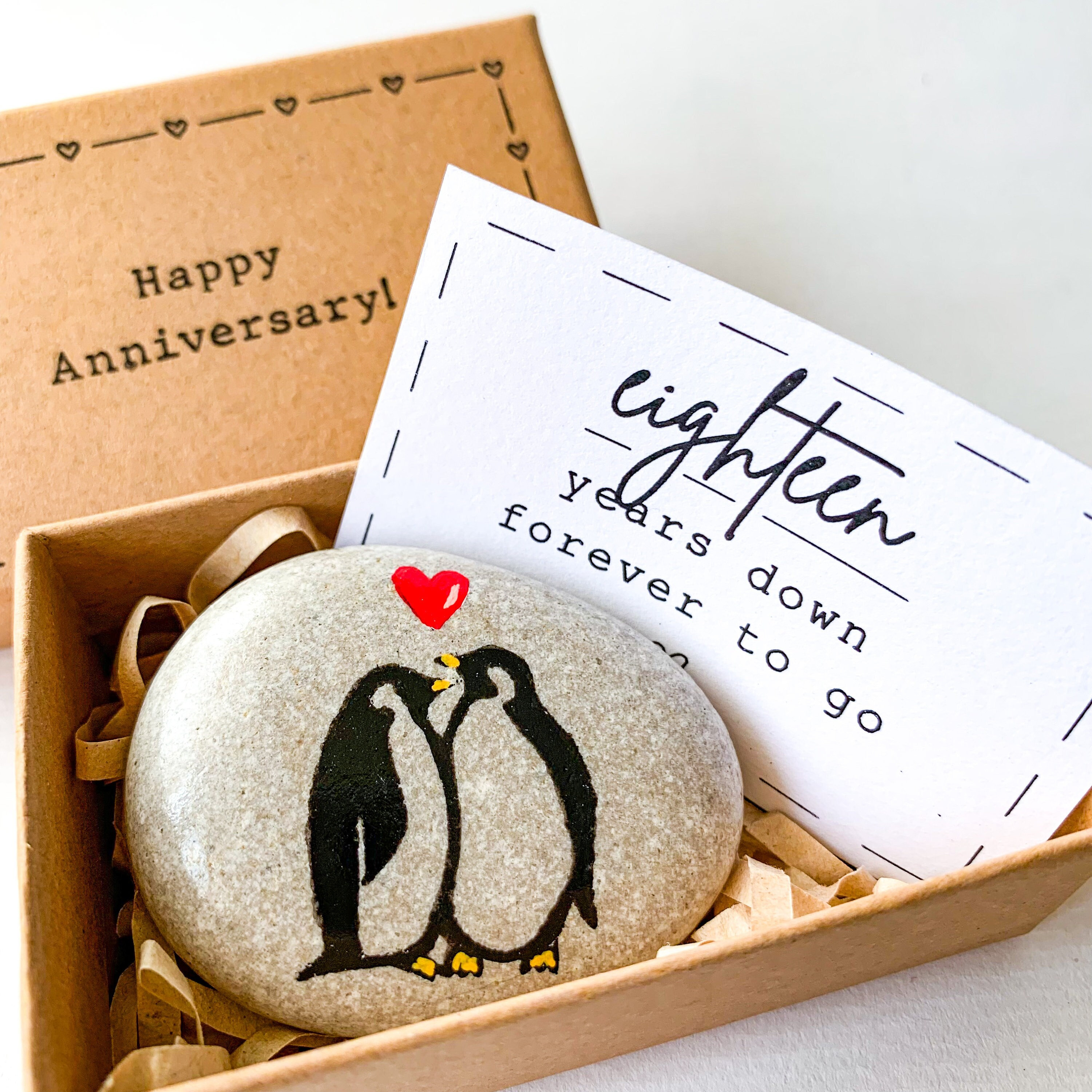 Personalized penguin, porcelain anniversary gifts for him 18th anniversary gift for men husband, 18th wedding anniversary gifts for her wife