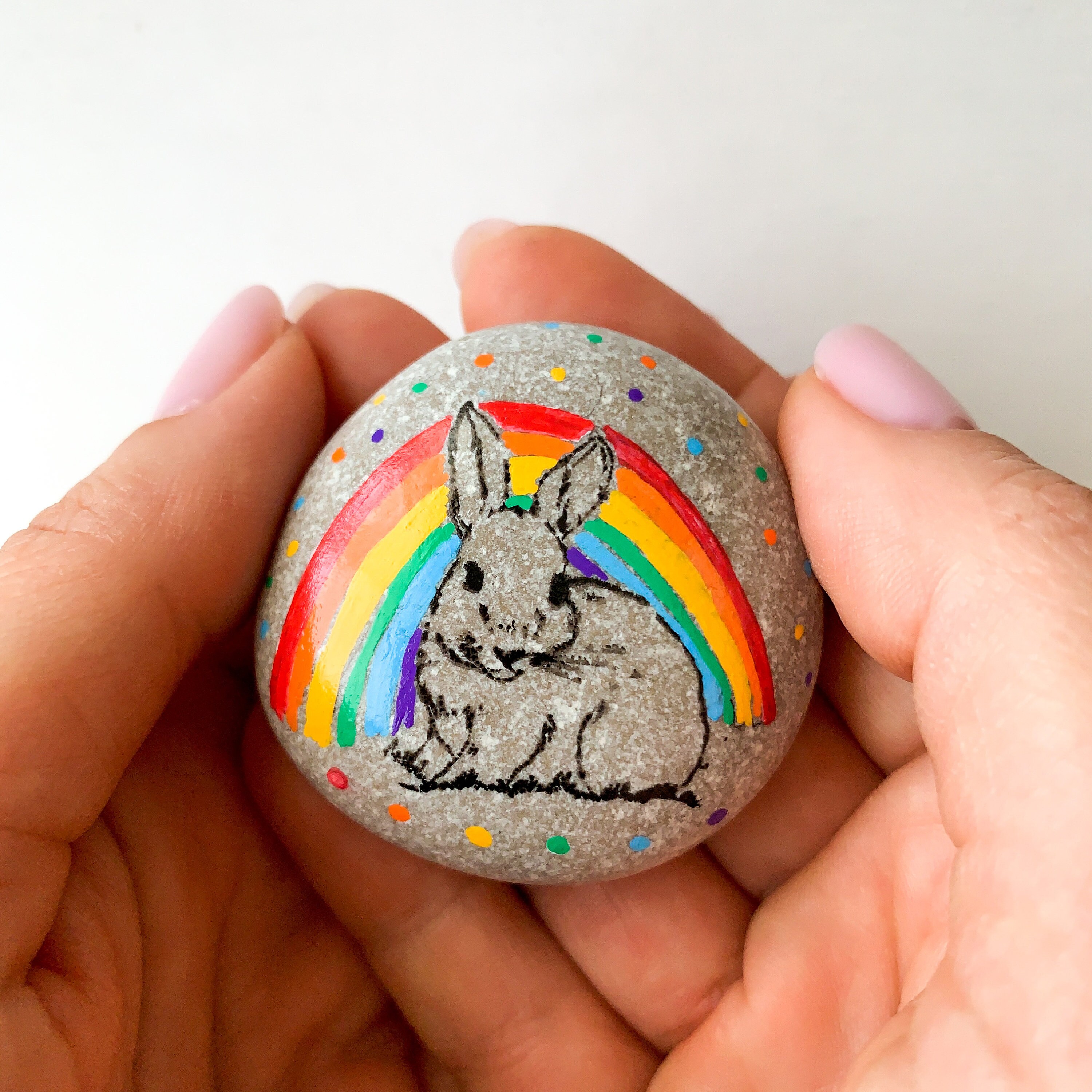 Personalized Pet Rabbit Memorial Gift, Under Rainbow Sympathy Rock ...