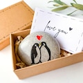 Personalised Penguin Pebble Romantic Gift for Girlfriend, Boyfriend, I love you card, Small funny anniversary gifts for husband wife him her product logo