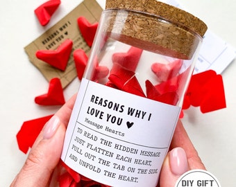 DIY Regalos de relaciones a larga distancia Razones por las que te amo Mensajes de amor imprimibles corazón LDR presente Regalo de novia novio sentimental