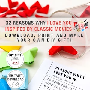 Faça você mesmo 32 razões pelas quais eu te amo, inspirado em filmes clássicos, presente de amante para namorado, aniversário, marido, cartão de aniversário, filme engraçado, data, noite