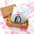 Personalised Penguin Pebble Romantic Gift for Girlfriend, Boyfriend, I love you card, Small funny anniversary gifts for husband wife him her product logo