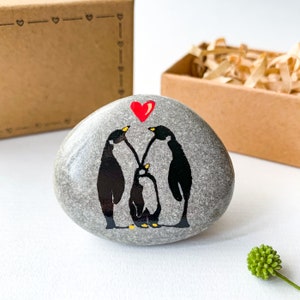 Personalized Penguin family pebble Sentimental gifts for mothers day Gift from daughter son in law for nana nanny mummy mum Love mom gifts