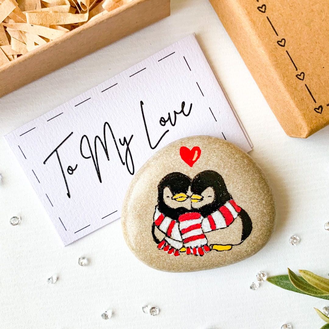 Kissing Penguins Pebble Be My Penguin Love Penguin Gift Penguin Mate