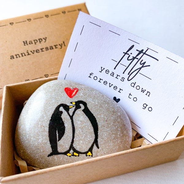 Personalized 50th anniversary gifts for parents, Penguin 50th wedding anniversary, golden anniversary gifts Unique 50 years anniversary card