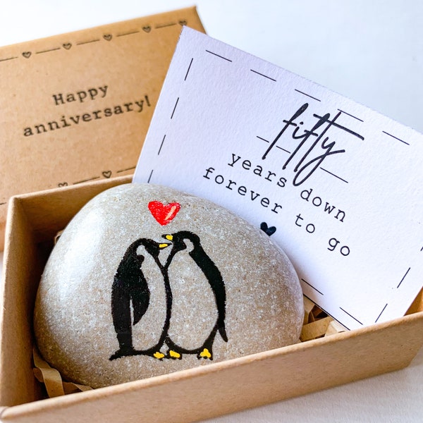 Regali personalizzati per il 50° anniversario per i genitori, 50° anniversario di matrimonio del Pinguino, regali per l'anniversario d'oro Biglietto unico per il 50° anniversario