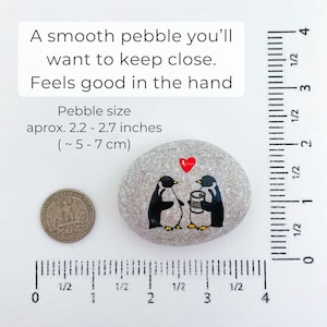 Personalized 10th anniversary gift for him or her Penguins couple with tin can hand painted rock Funny traditional gift for 10 year marriage image 8