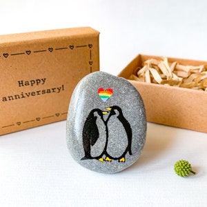 Personalised dating anniversary gifts for her lesbian girlfriend, Wedding anniversary lesbian couple gifts, WLW penguin anniversary card