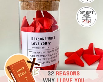 DIY Reason why I love you Bible verse quotes in hearts Relationship gift for husband anniversary Christian boyfriend gift birthday religious