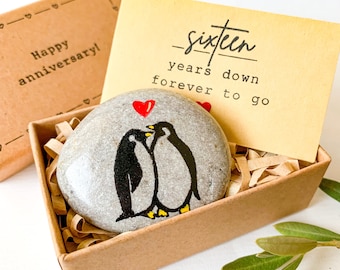 Personalized 16 year anniversary gift for him her, wax 16th wedding anniversary gift for wife husband couple, Happy 16th anniversary card