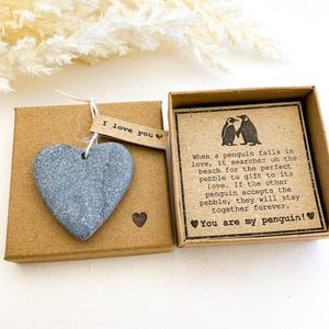 Penguin pebble Heart shaped rocks stone, You are my penguin gift for him husband boyfriend, I love you romantic gift for her girlfriend wife