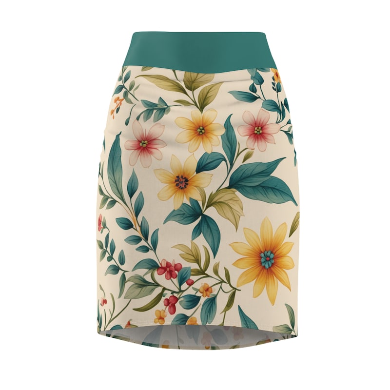 Semi-Sheer Floral Embroidered Panel Skirt