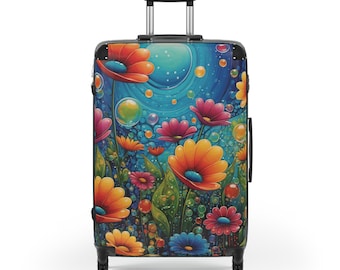 Suitcase - Art and fashion - fun and unique travel bag - spacious interior - colorful floral pattern