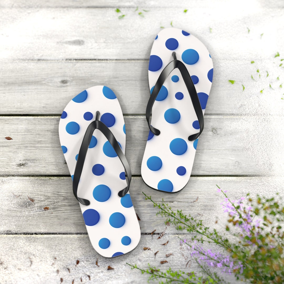 Flip Flops - Magical Summer White and Blue Spots - Colorful Flip Flops ...