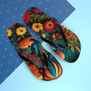 Cute Walk by Babyhug Floral & Fruits Printed Flip Flops With Backstrap - Orange main image 1