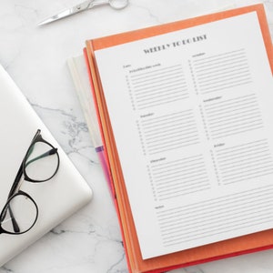 Printable Weekly To Do List Mon-Fri | Project planner | Productivity Day Planner for Work | Work Day Diary Insert | Template | Organize