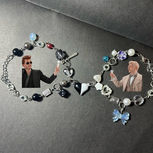 Good Omens inspired couple bracelets, good omens, aziracrow, crowley, aziraphale, good omens merch ,magnetic bracelets,Valentine’s Day Gifts