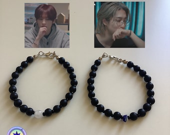 Stray Kids Minsung couple bracelet set,onxy gemstone, y2k, stray kids merch, jewelry, skz jewelry, gemstone,Valentine’s Day Gifts