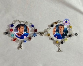 Heated Rivalry inspired couple bracelet, Shane Hollander and Ilya Razanov matching bracelet, Hollanov,magnetic heart bracelet,heated rivalry