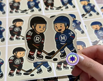 Pegatinas de pareja inspiradas en una rivalidad acalorada, pegatinas de hockey