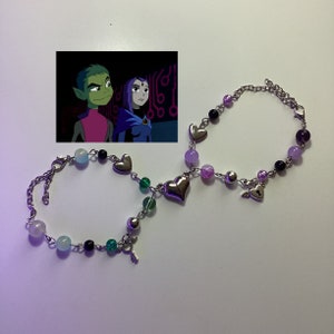Beast Boy and Raven Teen Titans Matching beaded bracelet,DC Comics Matching Beaded Couple Bracelets,Valentine’s Day Gifts,magnetic bracelets