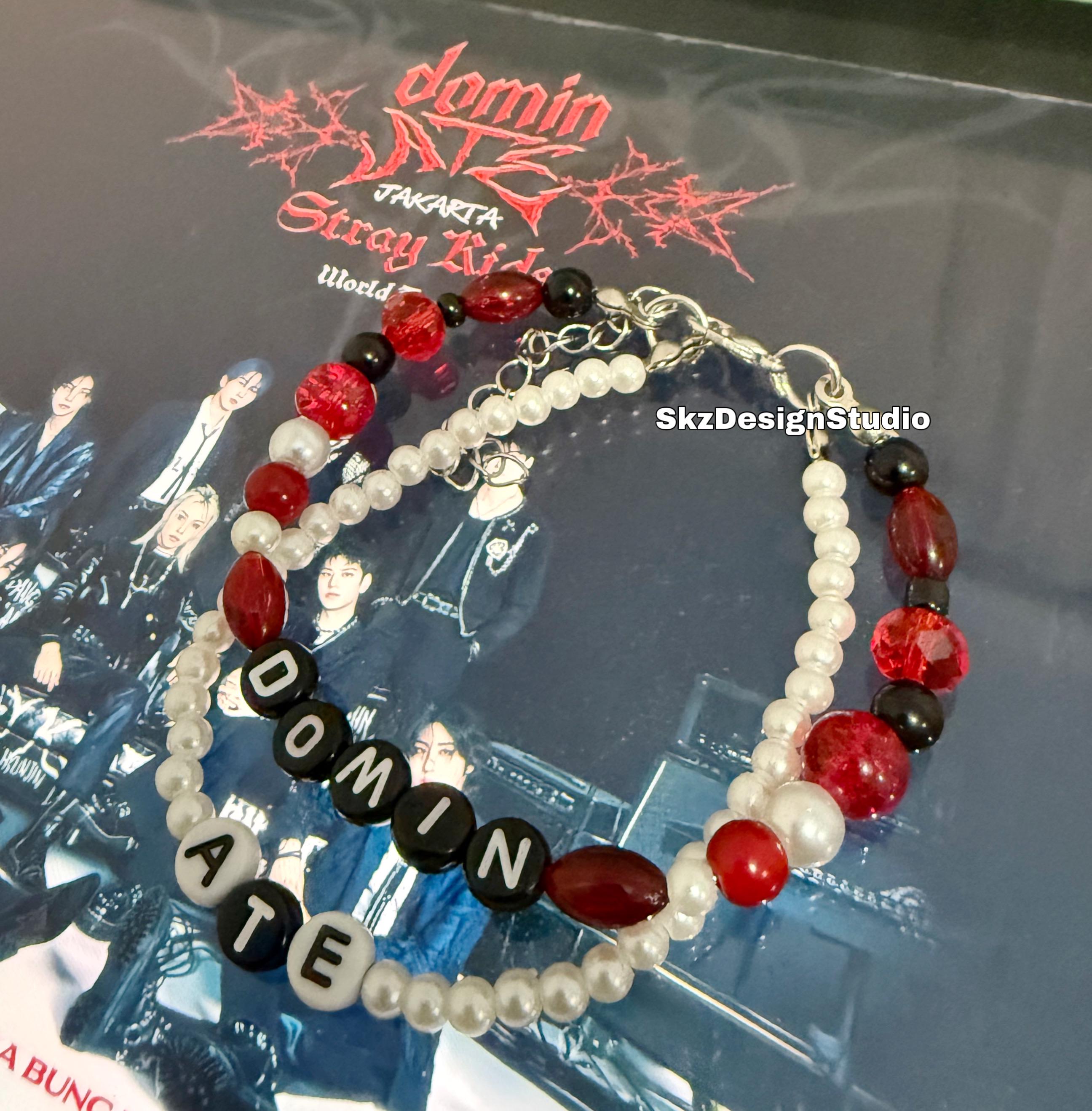 2 Bracelets Stray Kids - Merchandising Kpop Fan Cadeau Enfant - Bracelet Personnalisable Noir