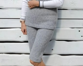 Shorts largos de lana orgánica hechos a mano / Tejido cálido unisex