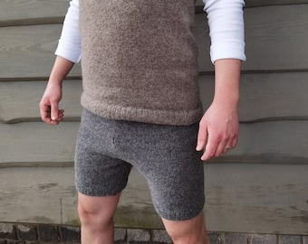 Wool Men Shorts | Merino Wool Shorts | Hand Knitted Shorts