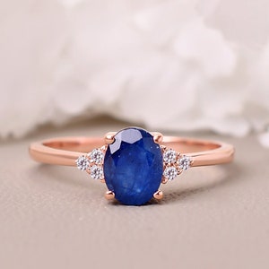 Oval Sapphire Ring, Blue Sapphire Engagement Ring, Birthstone Promise Ring, Blue Gemstone Ring, Anniversary Gifts For Her, Sapphire jewelry