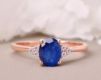 Oval Sapphire Ring, Blue Sapphire Engagement Ring, Birthstone Promise Ring, Blue Gemstone Ring, Anniversary Gifts For Her, Sapphire jewelry