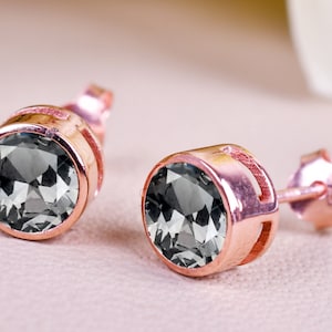 Ronde grijze diamantoorbel, vintage art-decooorbel, sierlijke alledaagse geelgouden oorbel, grijze moissanite diamantoorbel, huwelijksgeschenken