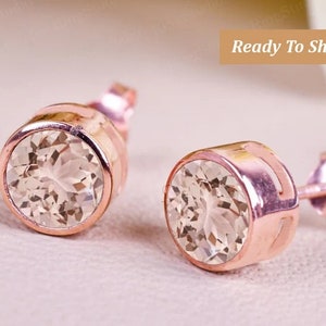 14k Morganite Earring, Stud Earring, Morganite Diamond earring, morganite Jewelry, Personalized Gifts, Women Earring, Bridal Earring, Gifts