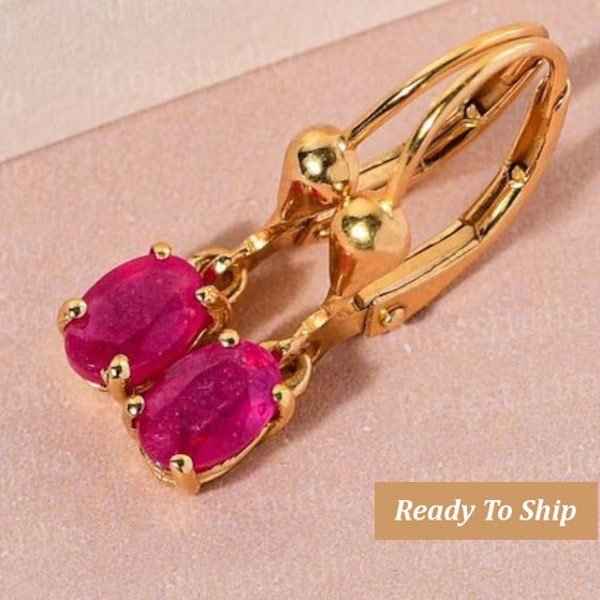 Gold Ruby Earrings Etsy